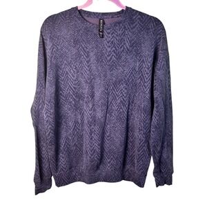 Athleta XS Sweatshirt Crew Neck Purple Lavender Print Tencel Blend Athleisure XS